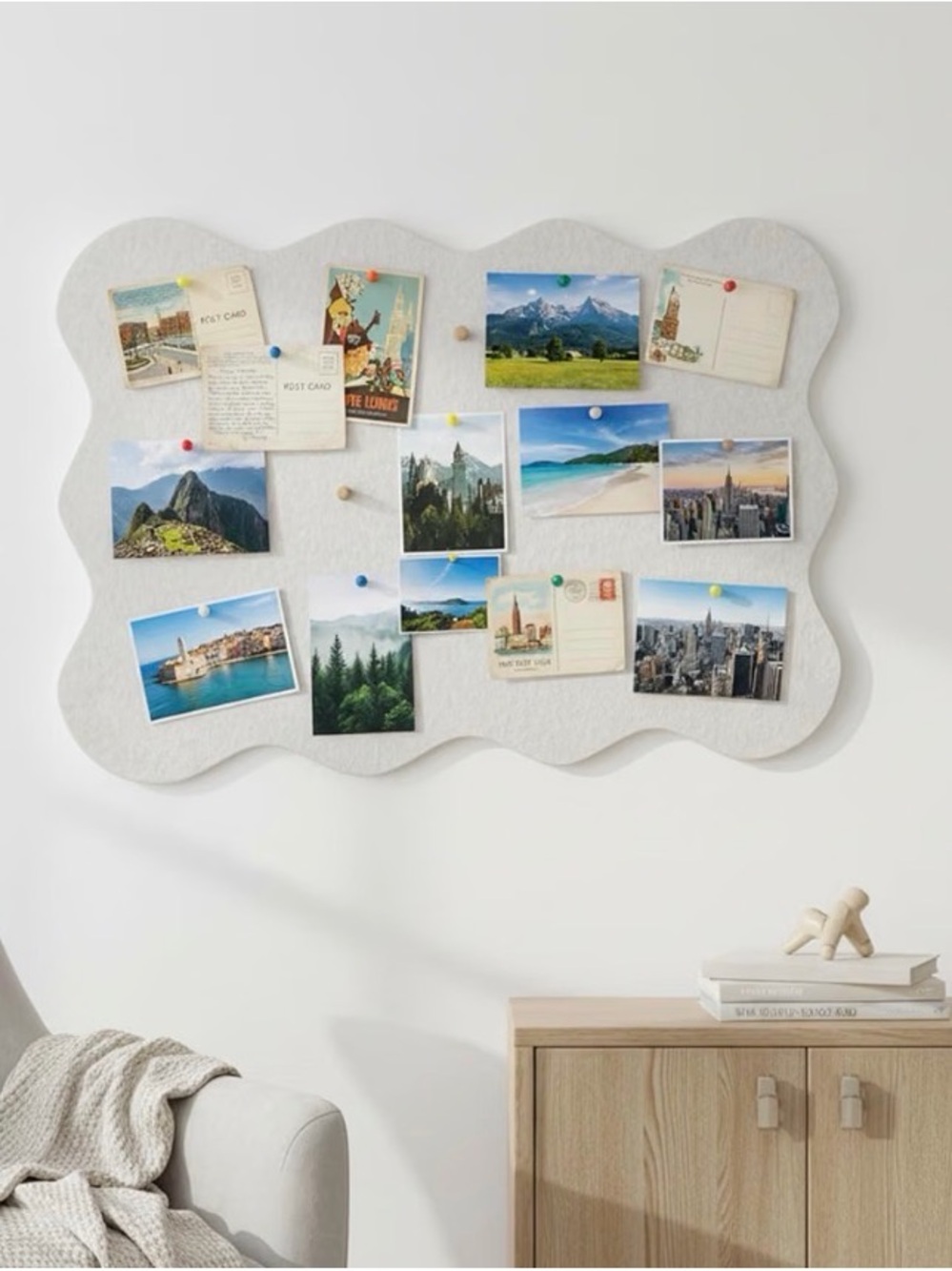 Scalloped Felt Board - Wall Decor - Light Tan/Beige